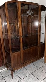 Cristalliera Antica in Legno e Vetro-Made in Italy