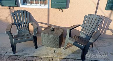 Set GIARDINO 2 POLTRONE con  TAVOLINO Caontenitore