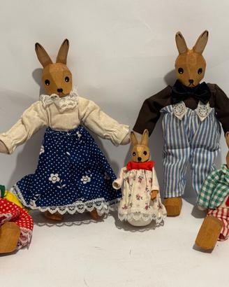Famiglia coniglietti HUBAO vintage legno