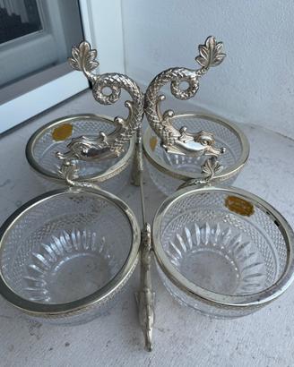 Antipastiera Cristallo Tedesco e Argento Vintage