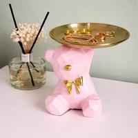 Statua Orsetto Rosa/Oro-Decorazione Moderna