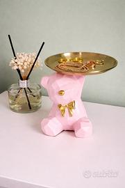 Statua Orsetto Rosa/Oro-Decorazione Moderna
