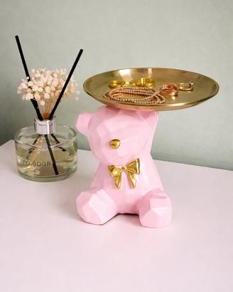 Statua Orsetto Rosa/Oro-Decorazione Moderna