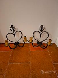 Coppia Applique Vintage Ferro Battuto Cuore