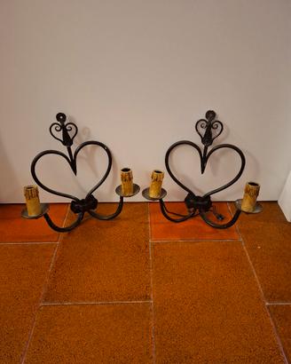 Coppia Applique Vintage Ferro Battuto Cuore