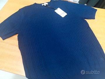 t-shirt in viscosa blu lavorato tg L