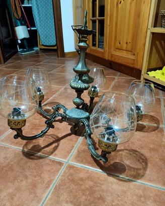 lampadario usato in ottone brunito 