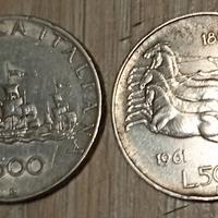 #1931 -2 monete Repubblica Italia 500 Lire Argento