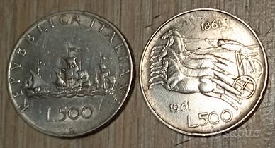 #1931 -2 monete Repubblica Italia 500 Lire Argento