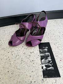 Sandalo con tacco viola in pelle Fruit - tg. 39