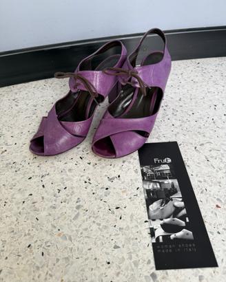 Sandalo con tacco viola in pelle Fruit - tg. 39