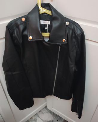 Giacca pelle nera Mango bambina tg 12 anni