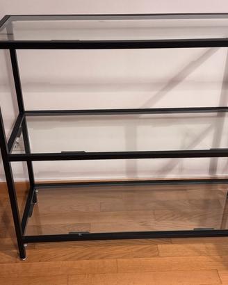 Tavolino in vetro e metallo nero 100 × 36 × 90 cm