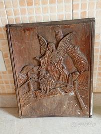Quadro bassorilievo in legno intagliato a mano 