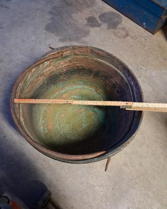 antico grosso pentolone rame 46 cm