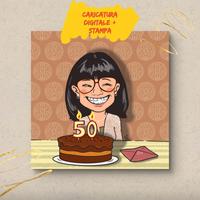 Caricatura Compleanno digitale + Stampa HD