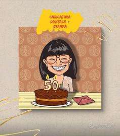 Caricatura Compleanno digitale + Stampa HD