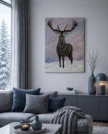 Quadro cervo 90x65 - dipinto nordico/ scandinavo