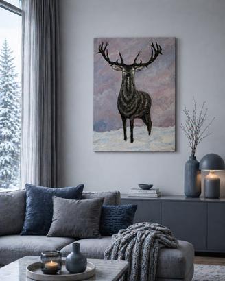 Quadro cervo 90x65 - dipinto nordico/ scandinavo