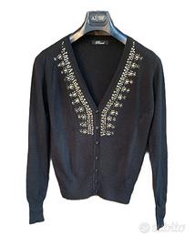 Cardigan nero Phard con strass e perline - Tg S 