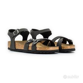 Birkenstock Kumba Sandali in Pelle Oliata Nera Tag