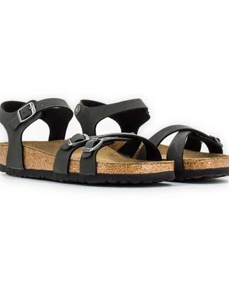 Birkenstock Kumba Sandali in Pelle Oliata Nera Tag
