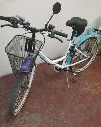 bicicletta colore azzurro e bianco 