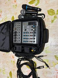 Mixer + Casse + Microfoni + Cavetteria e Dj Led
