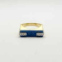 Anello oro 18KT lapis e diamanti, punzoni Francia