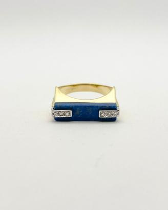 Anello oro 18KT lapis e diamanti, punzoni Francia