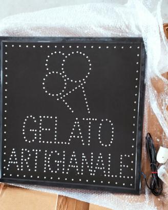 insegna led luce promo gelato nero