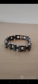 Bracciale punk catena in acciaio e caucciù