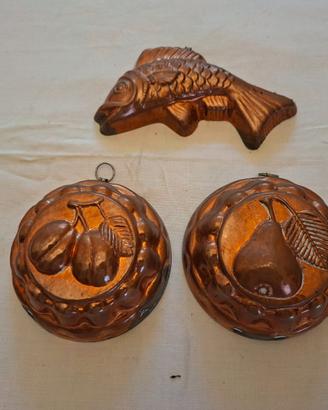 N.3 Stampi da Cucina Vintage in Rame