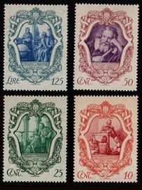 Francobolli 1942, anniv. morte di Galileo, 4 pz