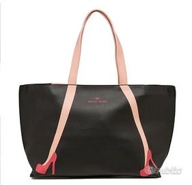 Borsa a spalla nera da donna con stampa Swish Jean