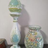 Vaso ceramica + colonna decorativa con vaso