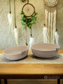 Coppia di Cesti Artigianali in Corda di Juta