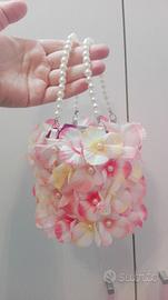 Borsa bambina fiori e perle
