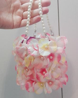 Borsa bambina fiori e perle
