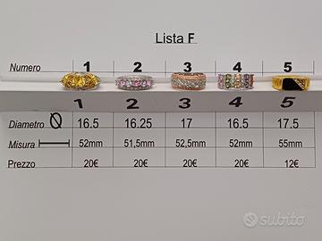 Anelli placcati oro giallo-rosso argento (lista F)