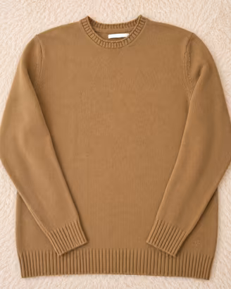 Maglione uomo color cammello girocollo basic