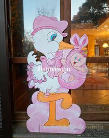 Cicogna sagome in legno per nascita e feste a tema