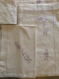 Lenzuola matrimoniali ricamate/rintagliate a mano