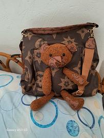 Borsa tracolla donna con motivo monogram ,orso app