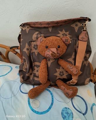 Borsa tracolla donna con motivo monogram ,orso app