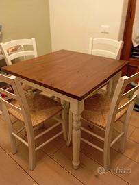 tavolo shabby con 4 sedie