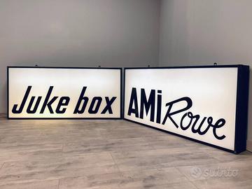 2 INSEGNE NEON JUKE BOX ROWE AMI SCATOLATO PLEXI