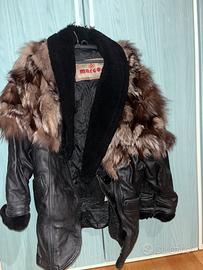 Giubbotto vintage pelle + pelliccia anni 80