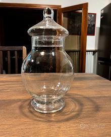 Vaso con coperchio in vetro trasparente