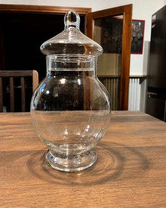 Vaso con coperchio in vetro trasparente